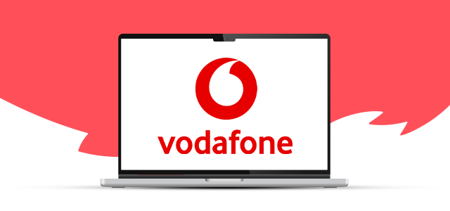 Vodafone logo on a laptop
