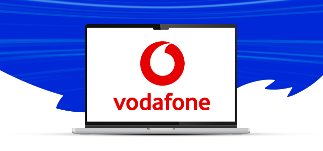Vodafone logo on a laptop