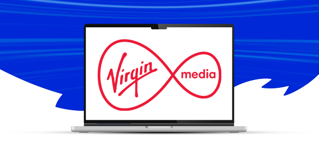 Virgin media logo on a laptop