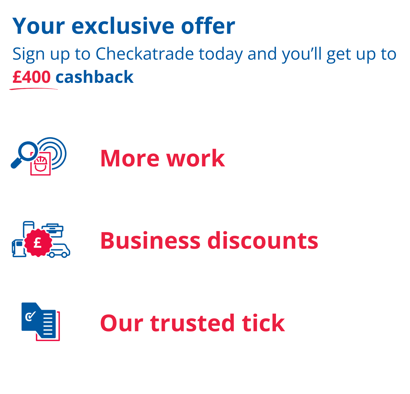 Sign up to Checkatrade today and get up to £400 in cash!*