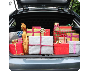 Christmas presents in car boot