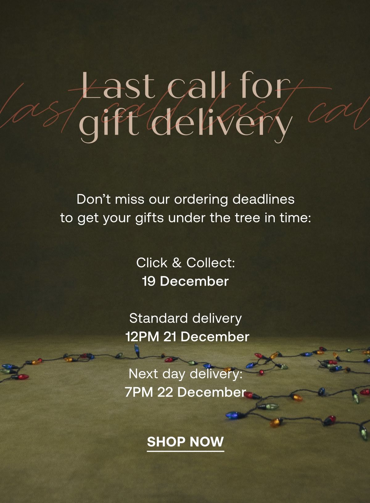 Last call for gift delivery