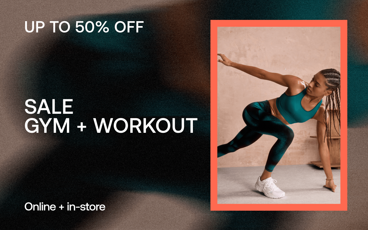 Up to 50% off sale gym + workout.