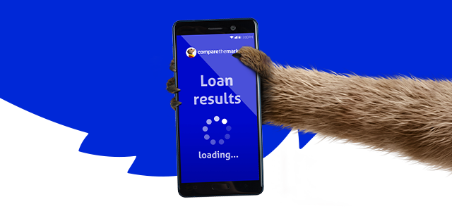A mobile phone with loan results on it