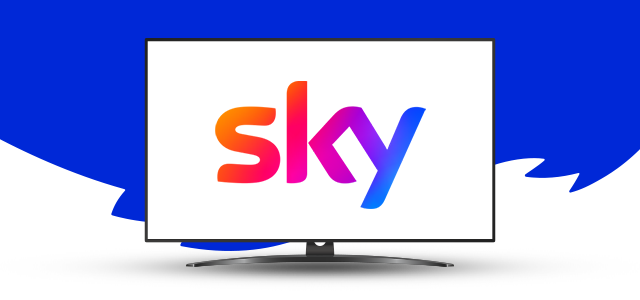 A TV with the Sky logo on it