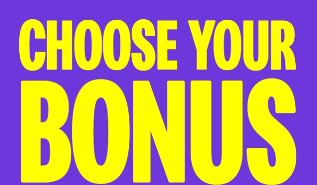 Big, bold text reads 'Choose your bonus side'.