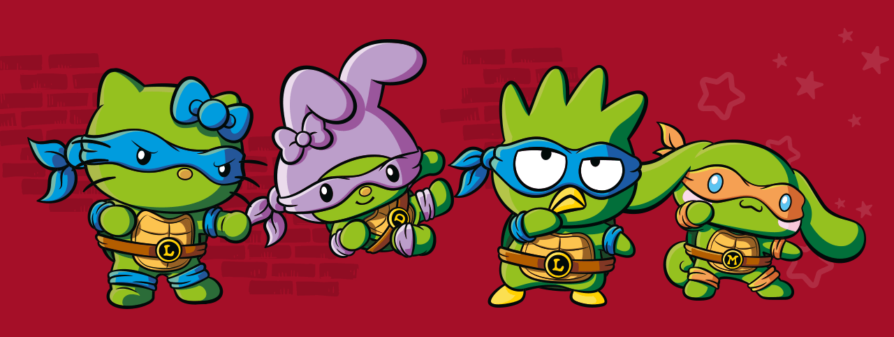 The 4 TMNT x Hello Kitty and Friends characters.