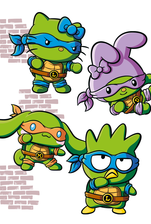 The 4 TMNT x Hello Kitty and Friends characters.