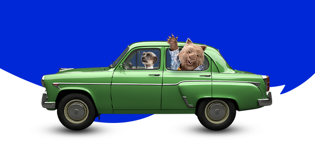 Sergei and Carl in a green car