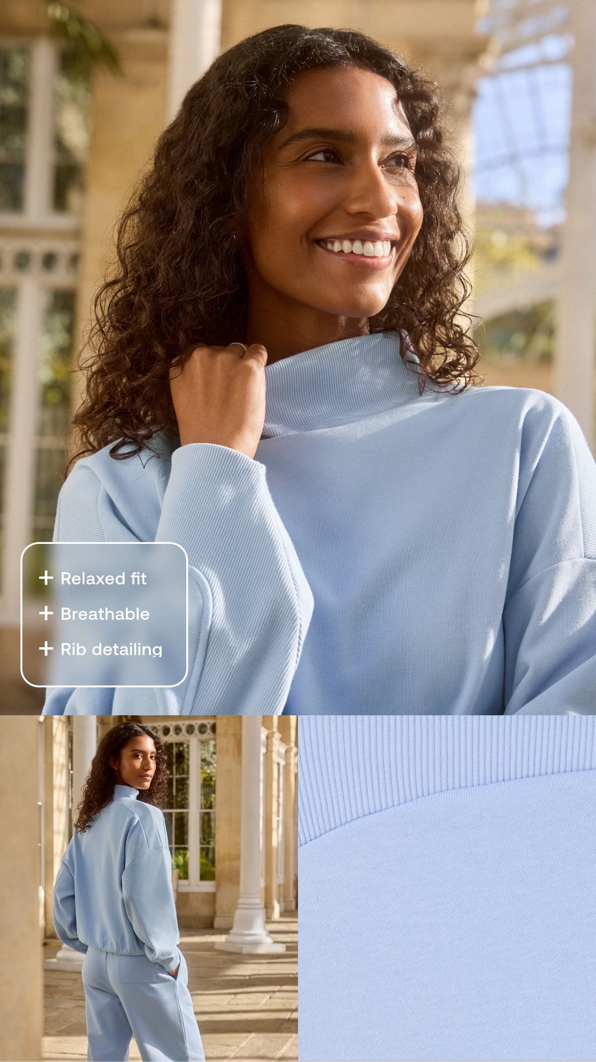 Relaxed fit | Breathable | Rib detailing