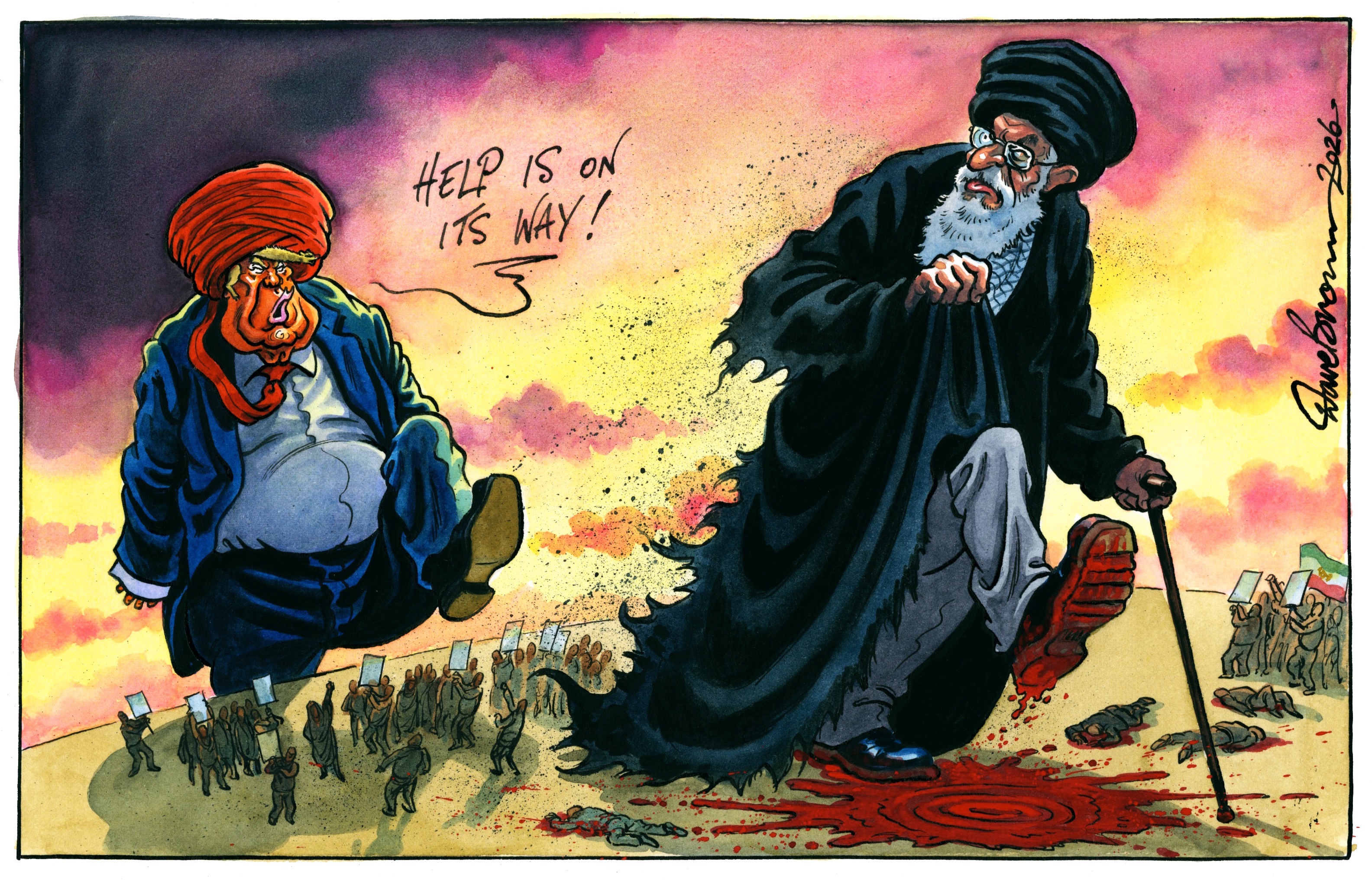 Iran's ayatollah with Donald Trump