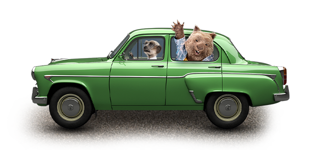 Image of Sergei and Carl in a green car