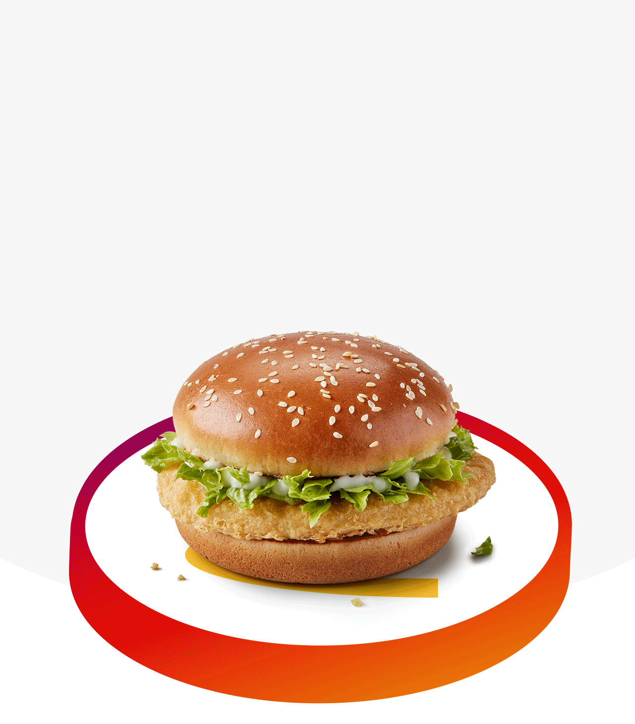 Picture of a McChicken® Sandwich, bold text reads 'Tomorrow's exclusive deal £1.29 McChicken® Sandwich'