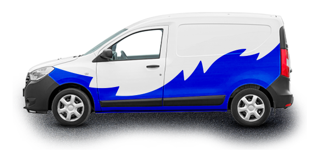 Image of van with blue meerkat fur