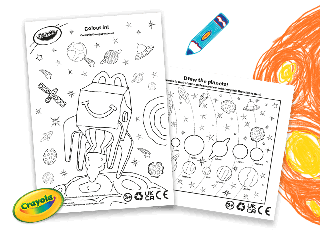 The space-themed Crayola activity pack