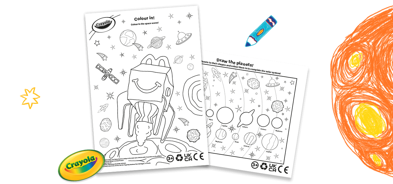 The space-themed Crayola activity pack