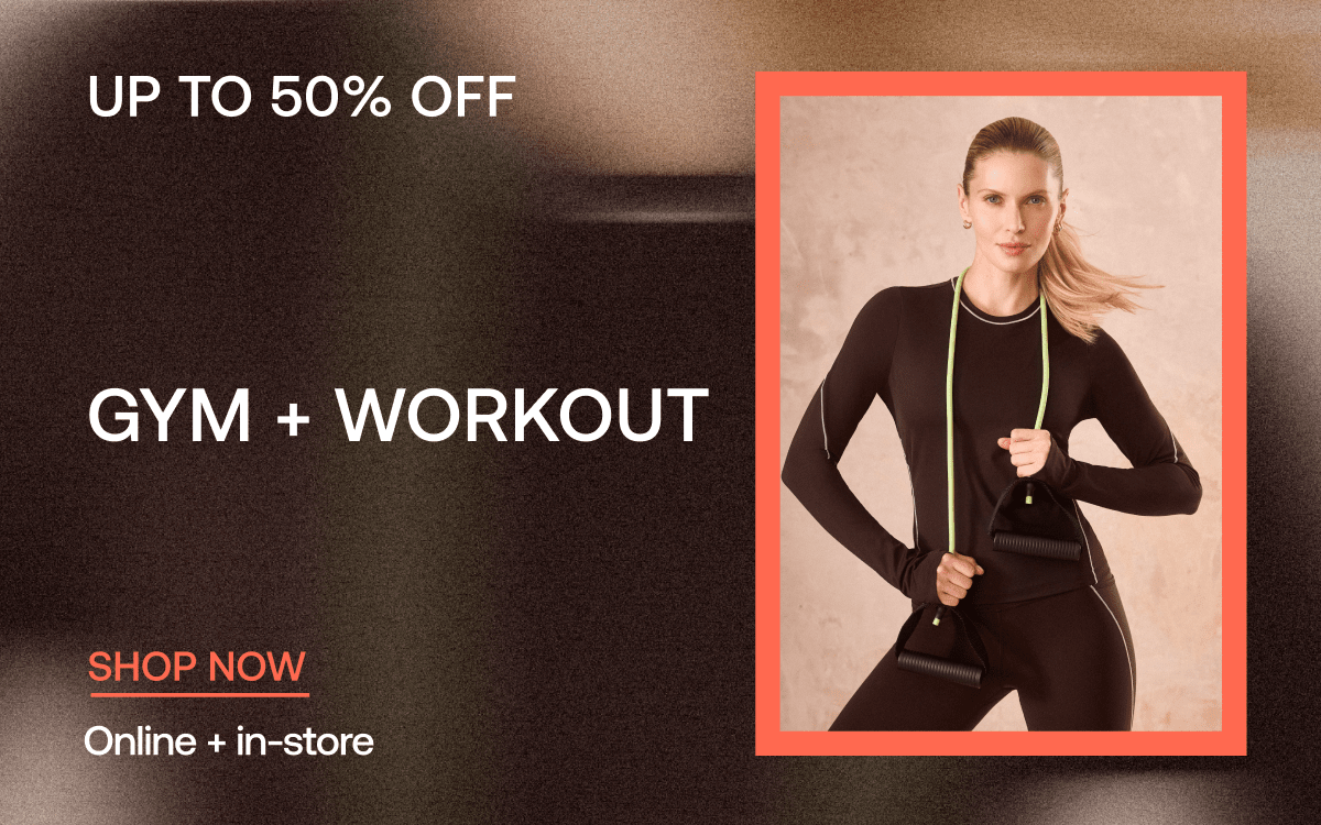 Up to 50% off sale gym + workout.
