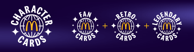 There are four types of cards: Character Cards, Fan Cards, Retro Cards, and Legendary Cards.