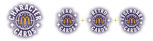 There are four types of cards: Character Cards, Fan Cards, Retro Cards, and Legendary Cards.