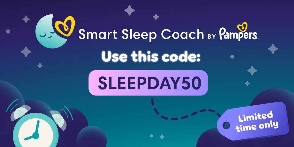Against a starry night skyline, there’s a title that reads, “Use this code: SLEEPDAY50”. Attached to the code if a badge that says, “Limited time only”. Above the image, there’s a Smart Sleep Coach logo.