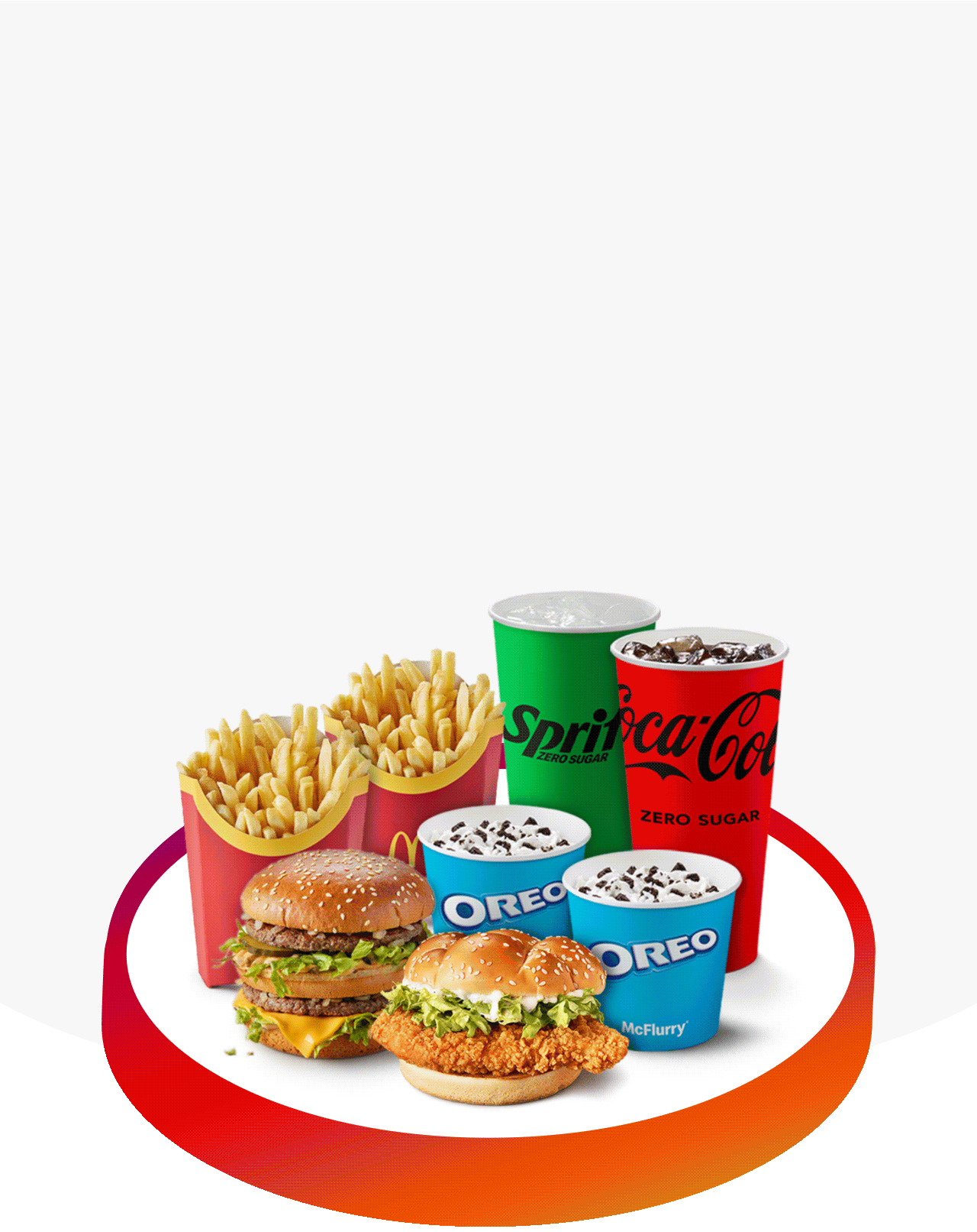 Collection of delicious McDonald's food, bold text reads '15% Off the whole menu when you spend £15 on food and drink'