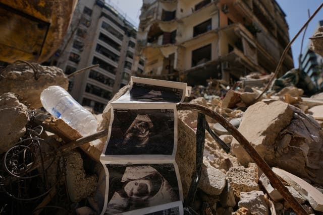 Rubble in Beirut following an Israeli strike
