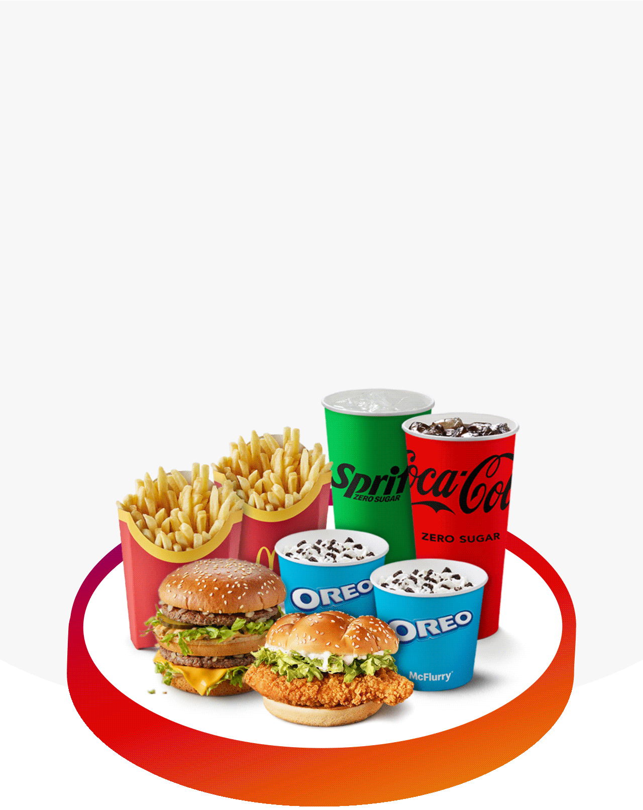 A collection of delicious McDonald's food, bold text reads '15% off when you spend &pound;15 on food and drink'