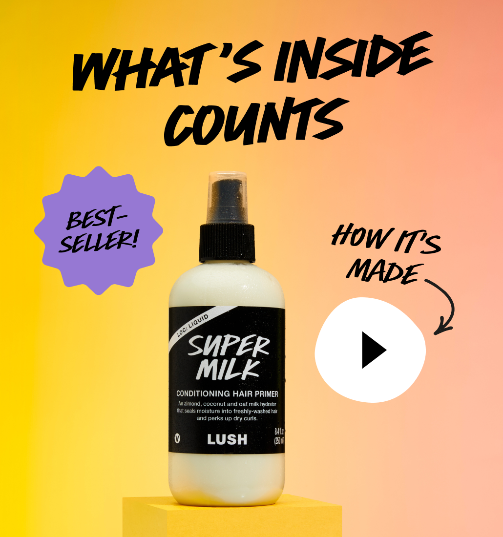 Headline handwritten: What’s inside counts and a video play button > YouTube: Super Milk - How It's Made