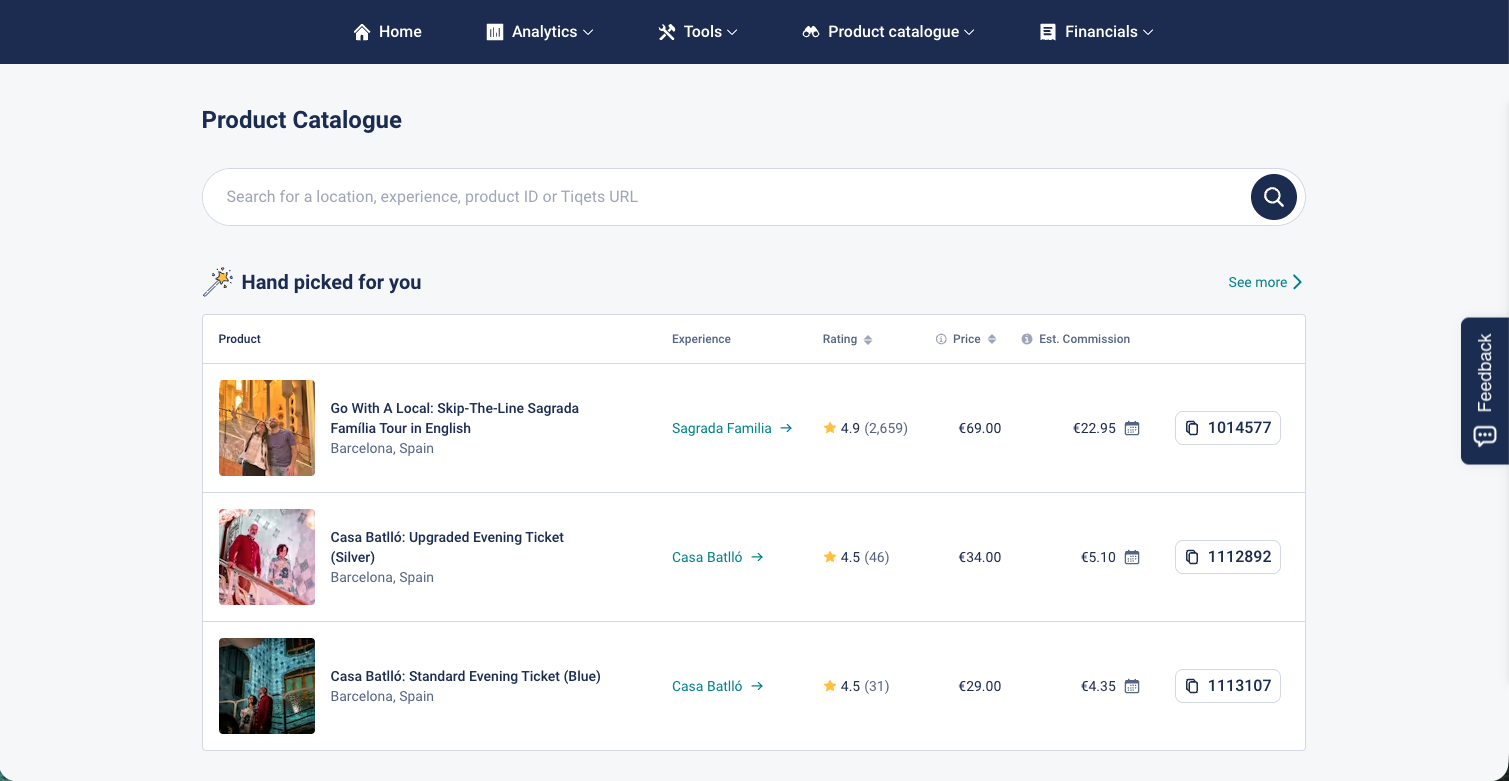 Personalized catalogue in the API portal