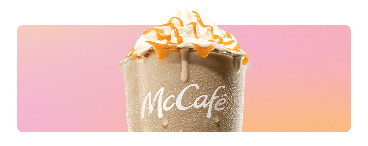 A McCaf&eacute; iced caramel frapp&eacute;