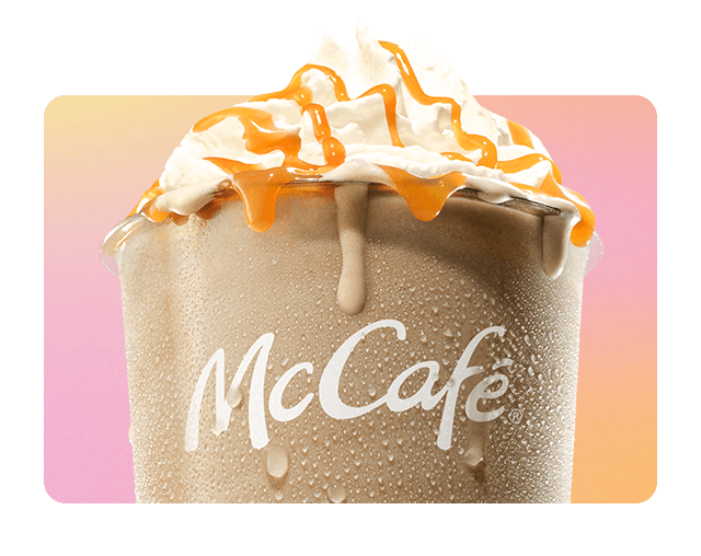 A McCaf&eacute; iced caramel frapp&eacute;
