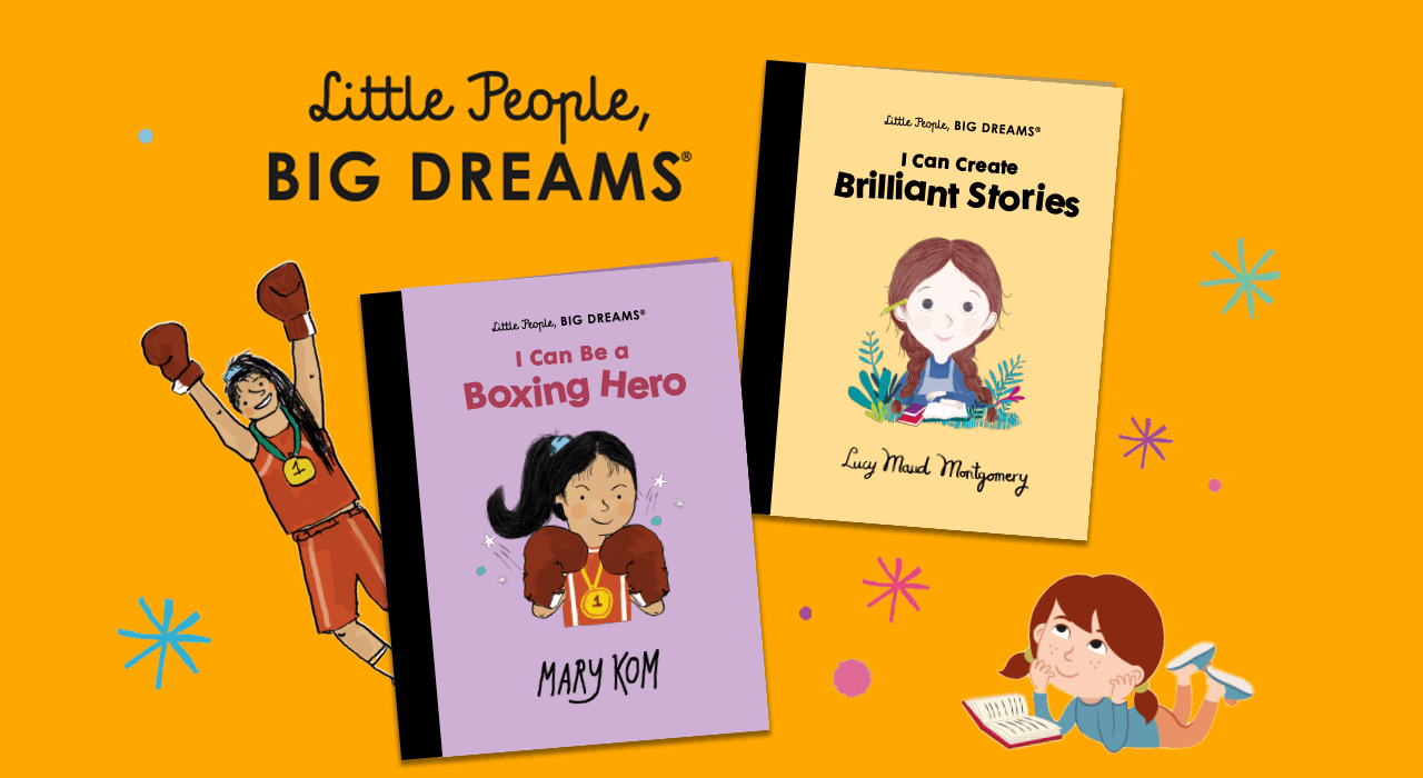 Little People, Big Dreams books: 'I can be a boxing hero', and 'I can create brilliant stories'.