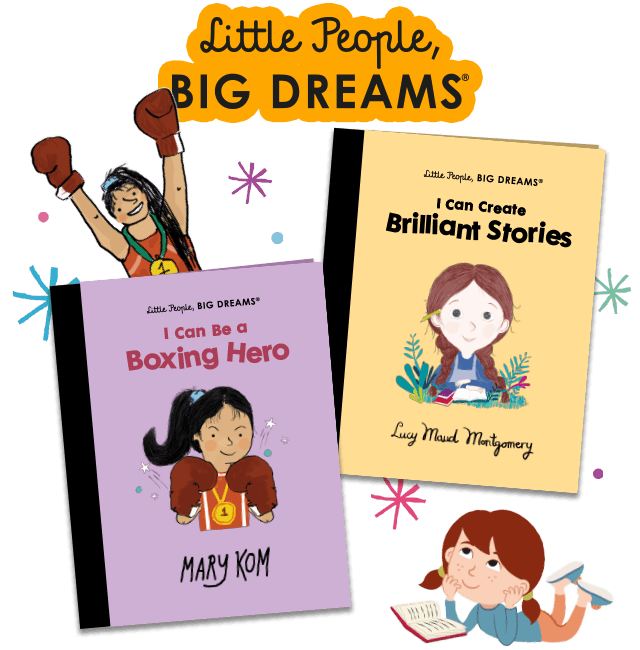 Little People, Big Dreams books: 'I can be a boxing hero', and 'I can create brilliant stories'.