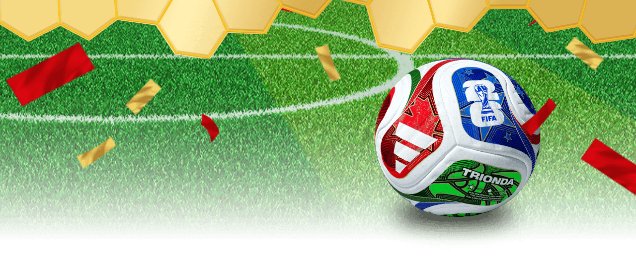 A close-up of the FIFA World Cup football on a football pitch