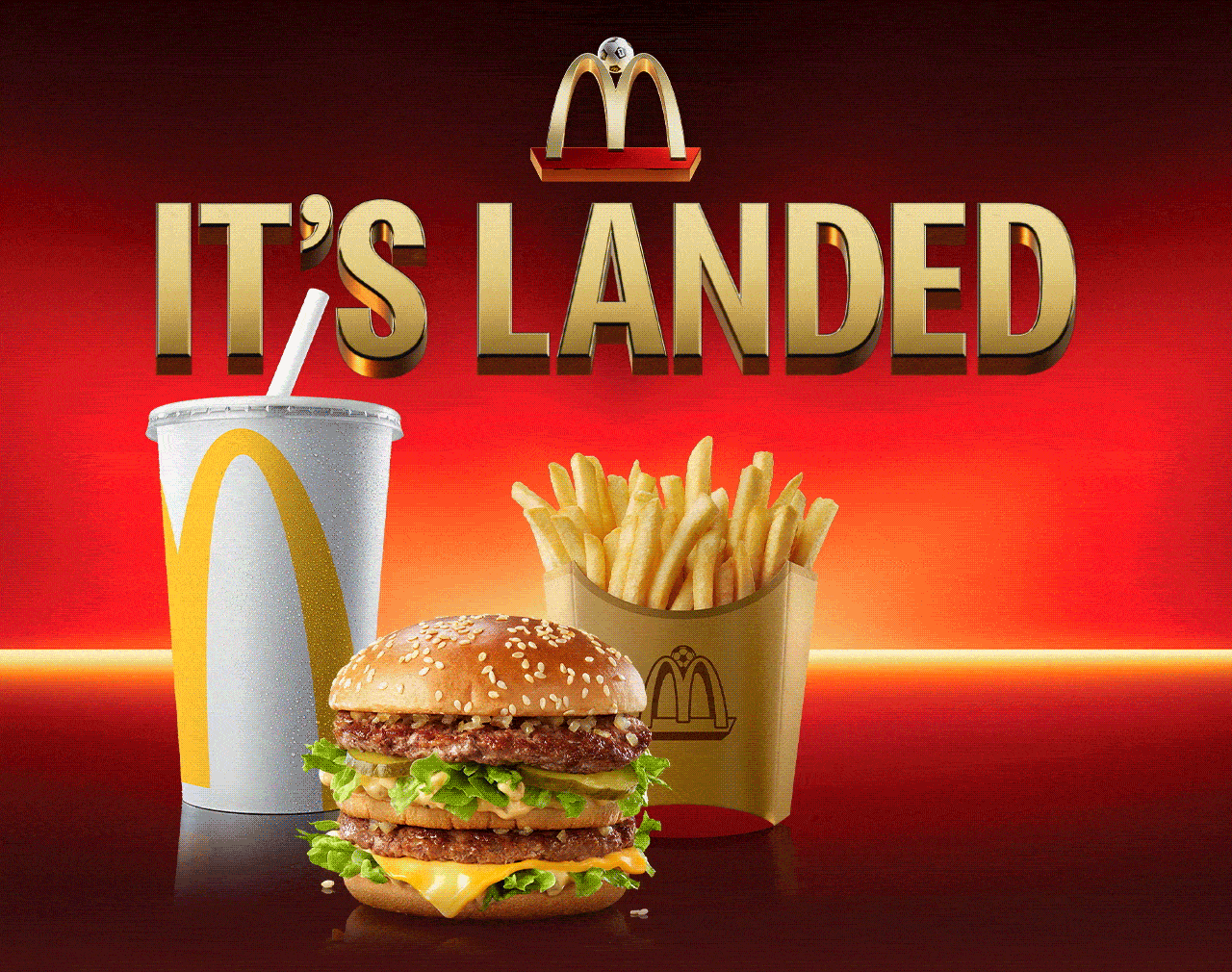 The FIFA World Cup Meal. Large, gold text on the image reads 'It's landed'.