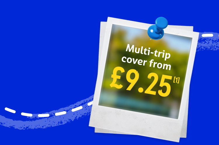 Pinned photo with text 'Multi-trip cover from £9.25'