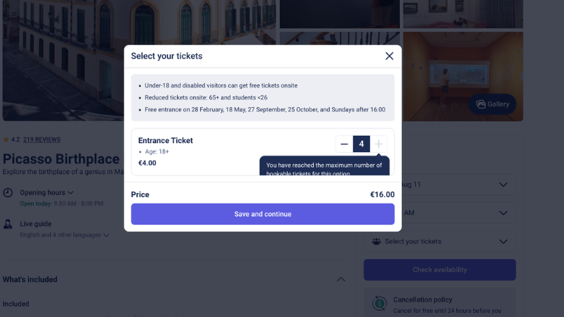 API endpoint documentation showing min_tickets_per_order and max_tickets_per_order fields