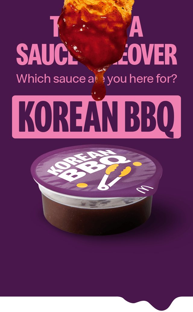 Tapping on the Korean BBQ sauce turns the entire email purple with imagery showing a Chicken Select with Korean BBQ sauce dripping off of it