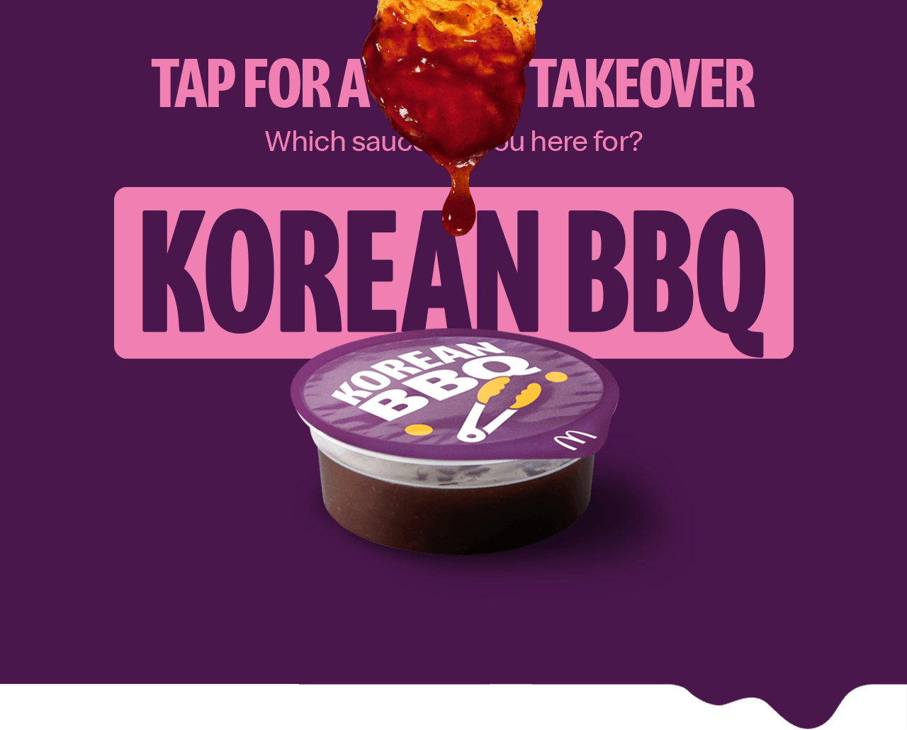 Tapping on the Korean BBQ sauce turns the entire email purple with imagery showing a Chicken Select with Korean BBQ sauce dripping off of it
