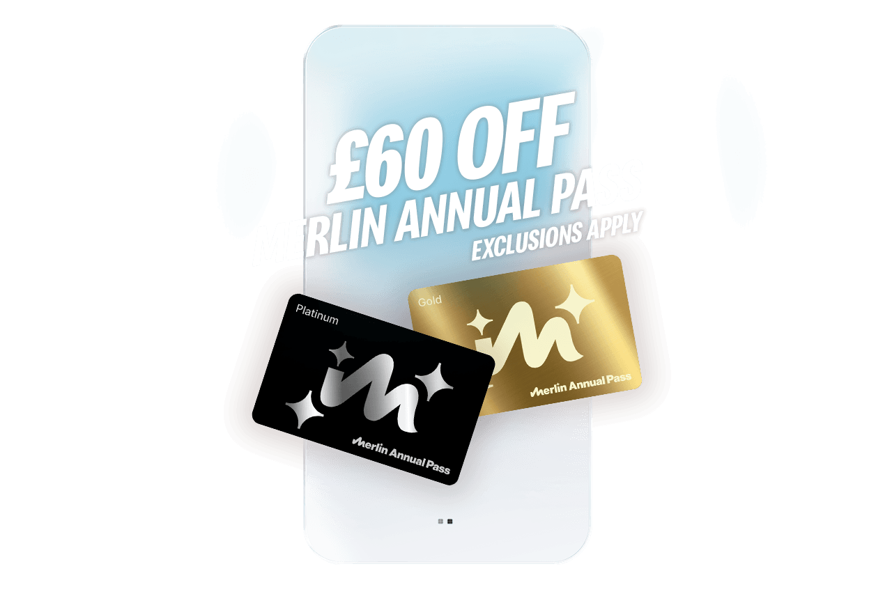Text on the image reads '&pound;60 off Merlin Annual Pass. Exclusions apply'