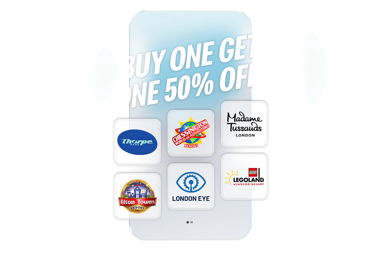 Text on the image reads 'Buy one get one 50% off'