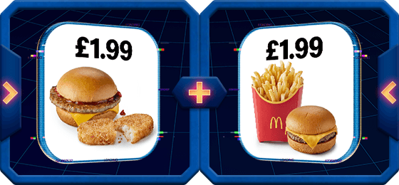 &pound;1.99 Sausage Sandwich + Hash Brown and &pound;1.99 Cheeseburger + Medium Fries