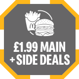 Text reads '&pound;1.99 main + side deals'