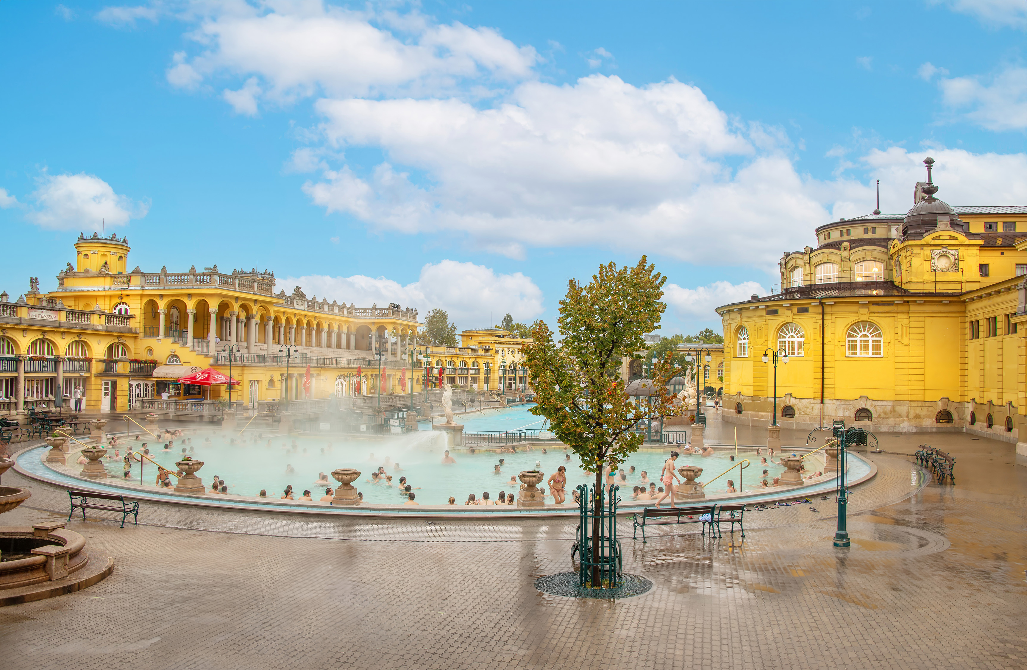 The Neo-Baroque style Széchenyi Thermal Baths, the largest medicinal bath complex in Europe 