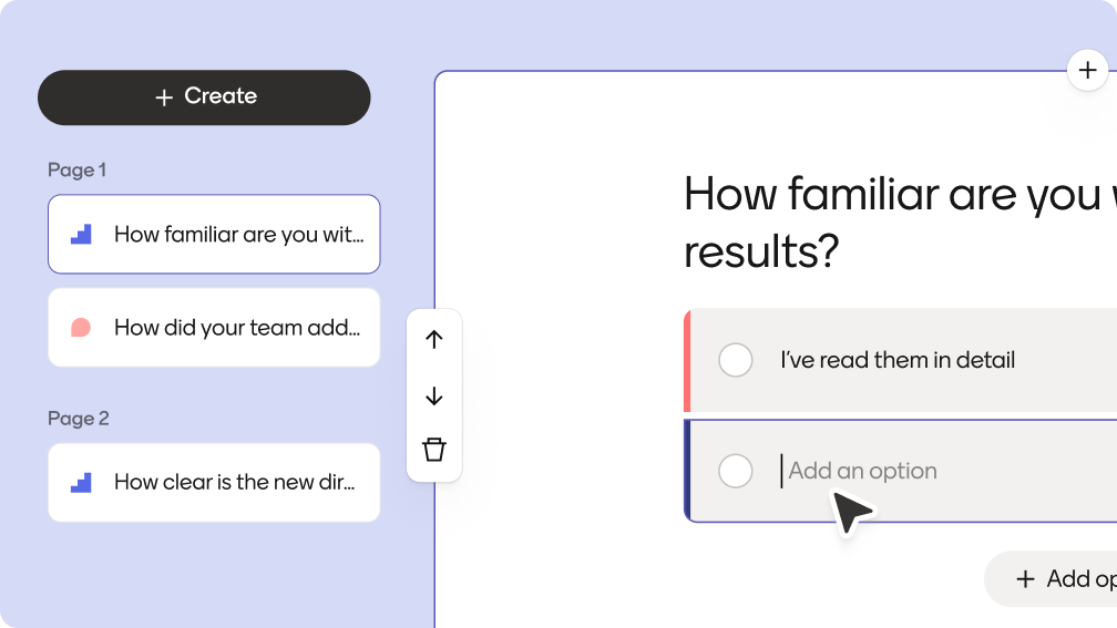 Menti Form editor for creating and sharing a survey
