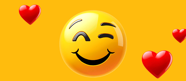 Big cartoon winky face and heart emoji