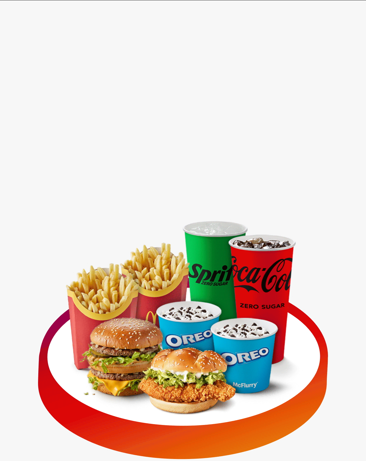 A collection of delicious McDonald's food, bold text reads '20% off when you spend &pound;15 on food and drink'