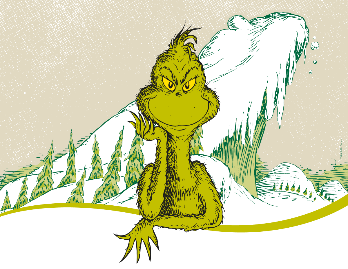 Image: Illustration of the Grinch looking at you TM & © Dr. Seuss