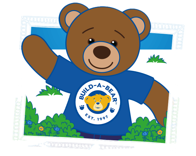 A waving Build-A-Bear