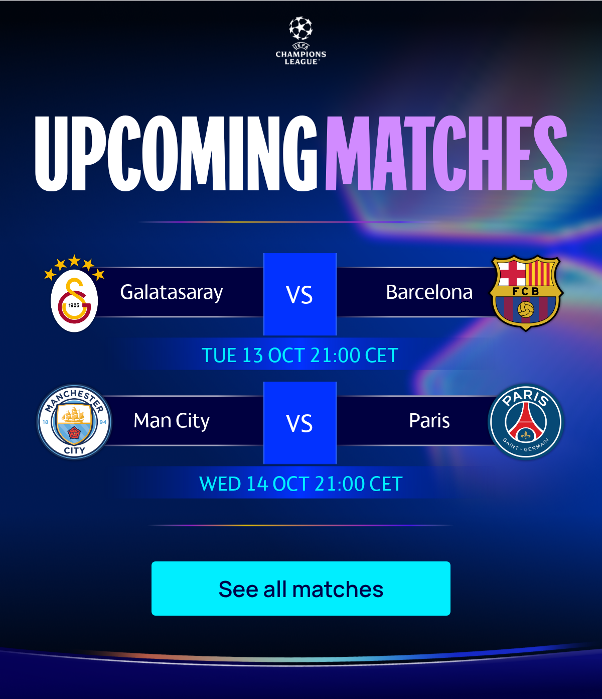 Upcoming matches